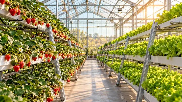 A-Frame Vertical Systems for Strawberries and Leafy Greens