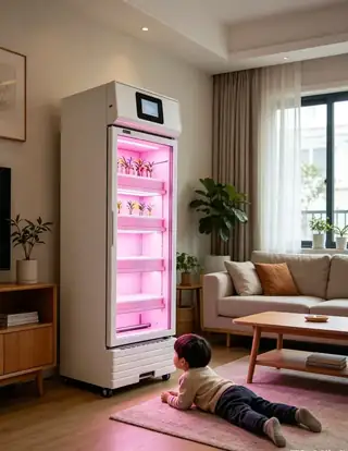 Single-door hydroponic grow cabinet with full-spectrum LED light