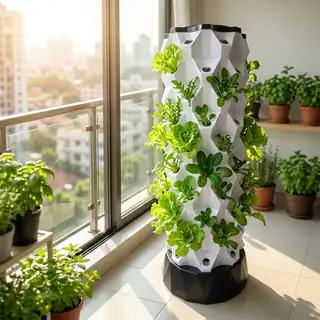 Pineapple-shaped ABS hydroponic tower with plants