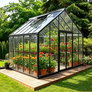 Bright sunroom with large windows